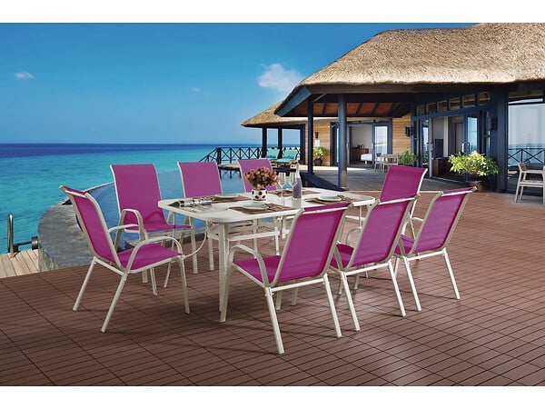 HABITAT ET JARDIN - Table et chaises de jardin en textilène "Cordoba XL 180" - Phoenix - 8 places - Fuschia - large