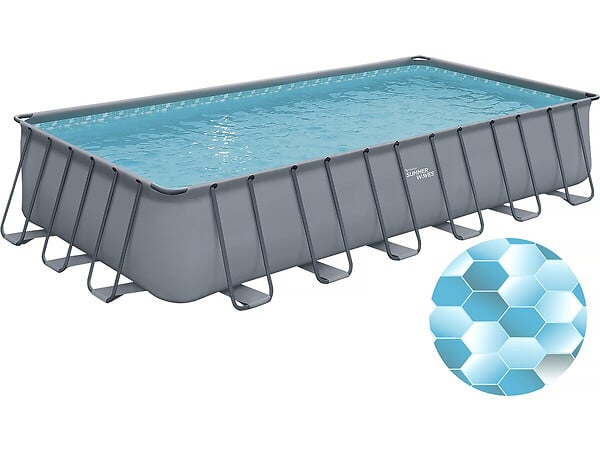 HABITAT ET JARDIN - Piscine tubulaire grise - "LUDO 5" - 7.32 x 3.66 x 1.32 m - sans filtration - large
