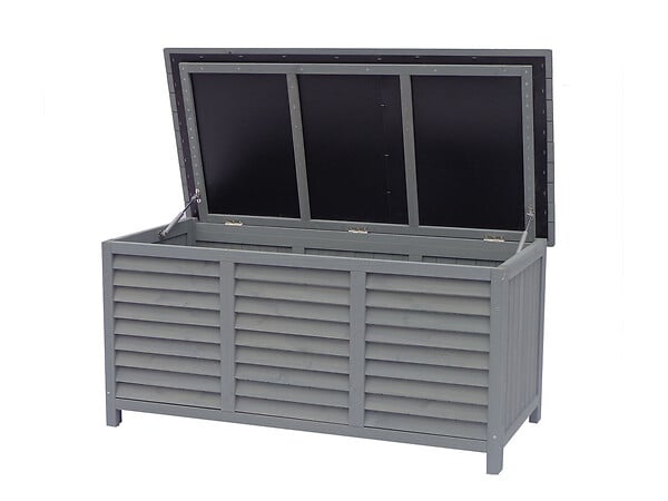 HABITAT ET JARDIN - Coffre de jardin en bois "Macao" - 130 x 64 x 60 cm - Anthracite - large