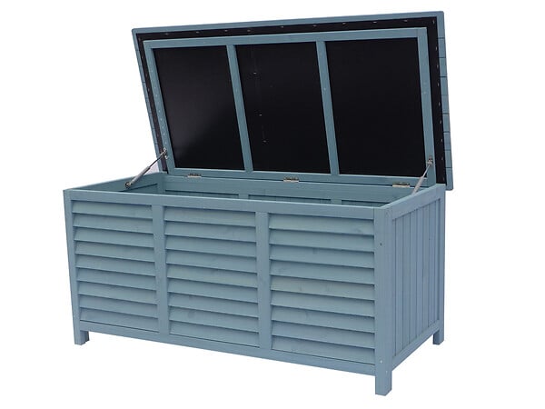 HABITAT ET JARDIN - Coffre de jardin en bois "Macao" - 130 x 64 x 60 cm - Bleu ciel - large