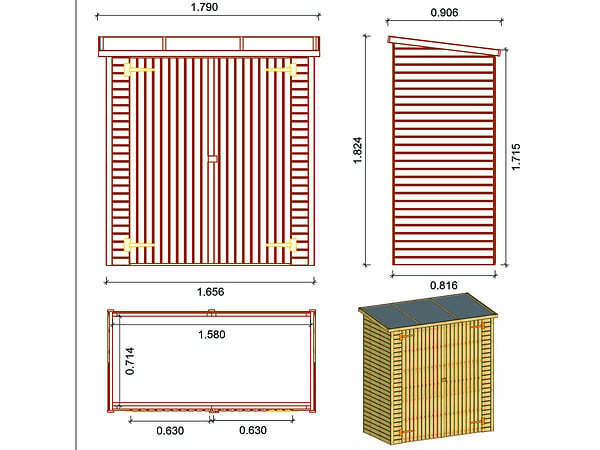 HABITAT ET JARDIN - ABRI JARDIN BOIS ADOSSABLE LIPKI - 1.79 X 0.90 X 1.78/1.87 m - large