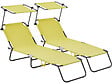 HABITAT ET JARDIN - Lt de 2 bains de soleil pliable "Lazy" - Avec pare soleil - Jaune - vignette