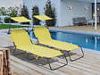 HABITAT ET JARDIN - Lt de 2 bains de soleil pliable "Lazy" - Avec pare soleil - Jaune - vignette