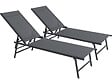 HABITAT ET JARDIN - Lot de 2 bains de soleil en métal "Sublima" - 180 x 54 x 104 cm - Anthracite - vignette