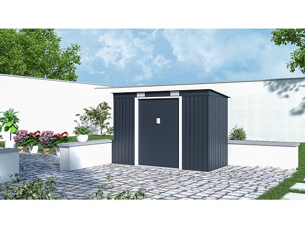 HABITAT ET JARDIN - Abri de jardin métal monopente "Austin" - 3,14 m2 - Gris - large