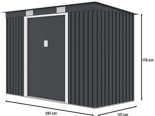 HABITAT ET JARDIN - Abri de jardin métal monopente "Austin" - 3,14 m2 - Gris - large
