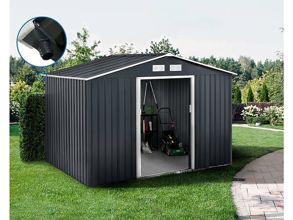 HABITAT ET JARDIN - Abri de jardin métal - "Vegas" - 7,06 m² avec gouttière - Gris - large