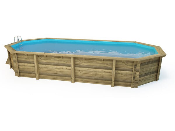 HABITAT ET JARDIN - Piscine bois " Palma 130 " - 7.57 x 4.07 x 1.31 m +  Bâche à bulles 180 µ + Bâche hiver 280 gr/m² - large