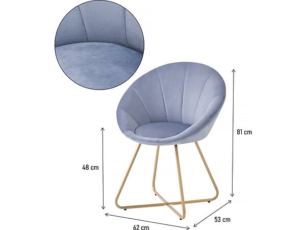 HABITAT ET JARDIN - Lot de 2 chaises de la salle a manger en velours "Rosalie" - Gris - large
