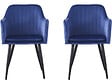 HABITAT ET JARDIN - Lot de 2 chaises "Velma" en velours avec accoudoirs - Bleu - vignette