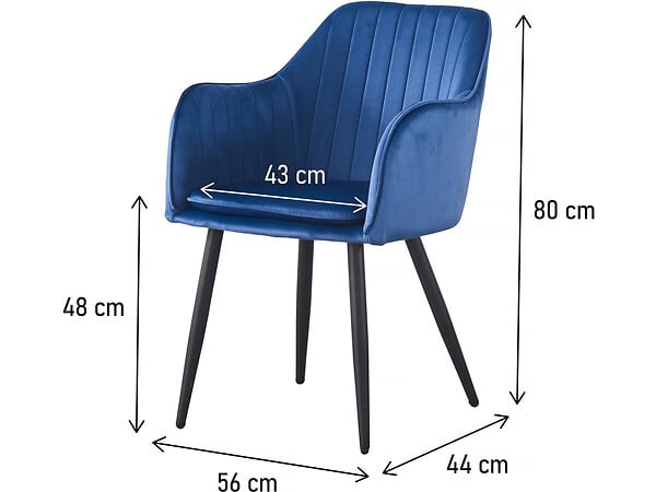 HABITAT ET JARDIN - Lot de 2 chaises "Velma" en velours avec accoudoirs - Bleu - large
