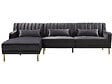 HABITAT ET JARDIN - Canapé d'angle en velours "Oliver" - 275 x 161 x 81 cm - 5 places - Gris - Angle gauche - vignette