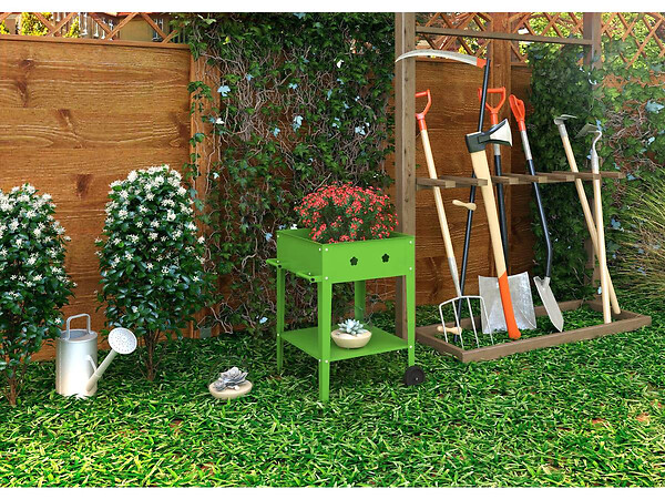 HABITAT ET JARDIN - Table de rempotage métal "Laurier" - 55 x 55 x 80 cm - Vert - large
