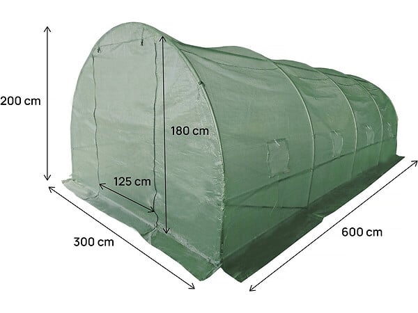 HABITAT ET JARDIN - Serre tunelle de jardin 6 x 3 m "Lys" - 18 m² - 140g - Vert - large