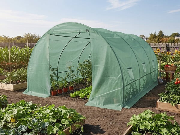 HABITAT ET JARDIN - Serre tunelle de jardin 4 x 3 m "Lys" - 12 m² - 140g - Vert - large