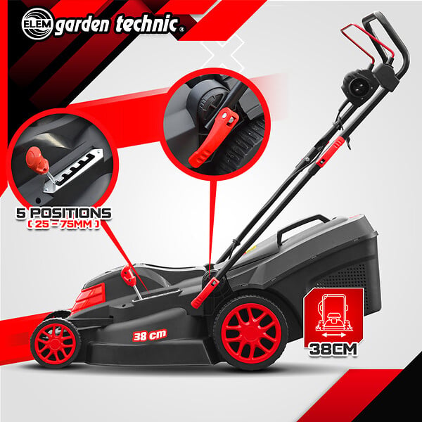 ELEM GARDEN TECHNIC - Tondeuse à  gazon électrique 1600W - 38CM - large