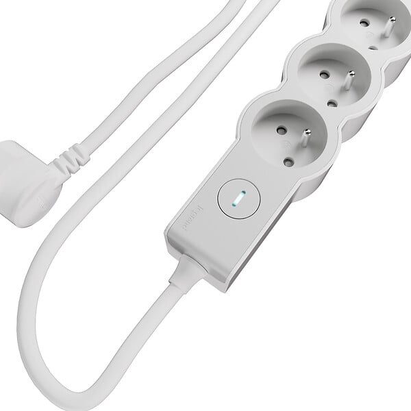 LEGRAND - Multiprise 3 prises 2P+T - Interrupteur 3m Blanc/Gris 3680W - large