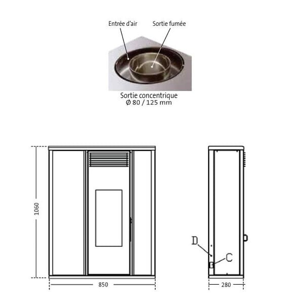 INTERSTOVES - Poêle à granules TESSA 10 Etanche Concentrique - - large