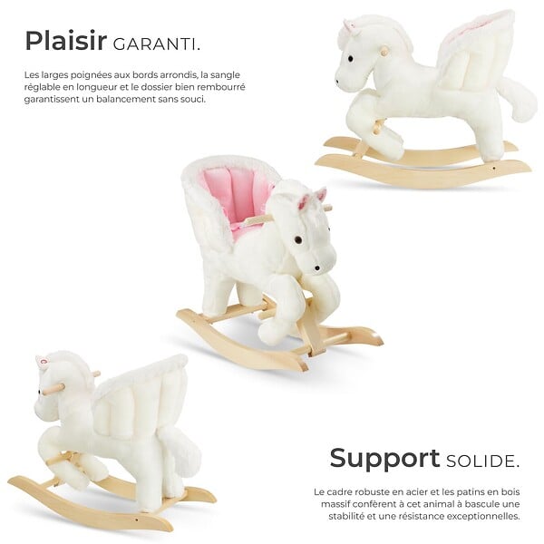 TECTAKE - Cheval à bascule au design de qualité à partir de 18 mois rose/blanc - large