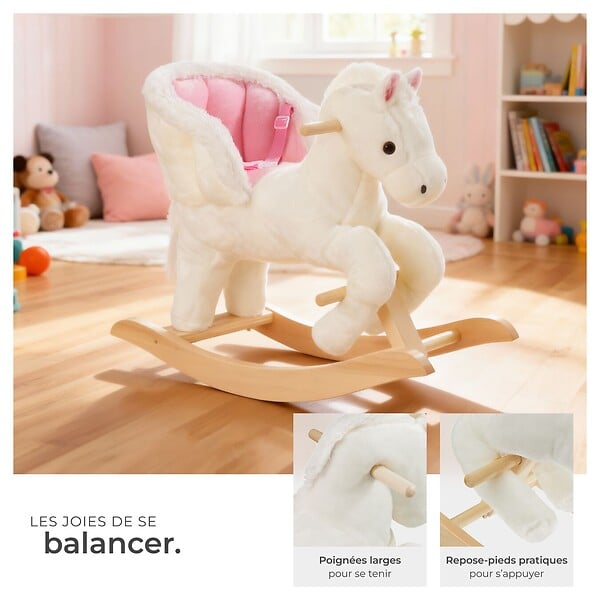 TECTAKE - Cheval à bascule au design de qualité à partir de 18 mois rose/blanc - large