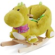 TECTAKE - Dinosaure à bascule avec housse en peluche à partir de 12 mois vert - vignette