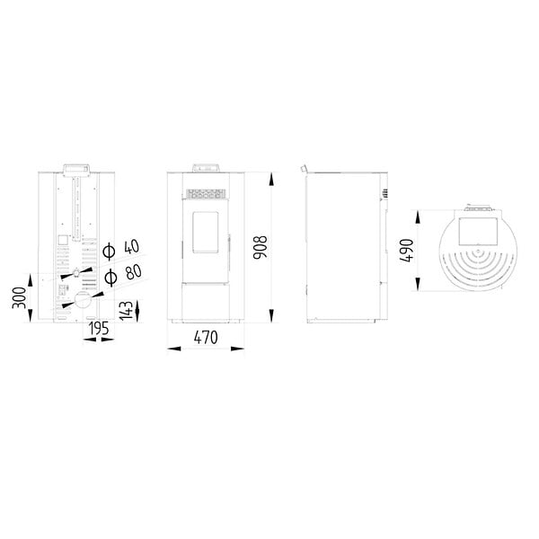 LVZ - Pack Poêle à granules étanche LVZ LEANDRO 9 + Kit Conduit sortie Ventouse - - large