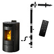 SANNOVER - Poêle à granulés étanche Azora 11,6 kW Noir Sannover + Kit d'installation - vignette