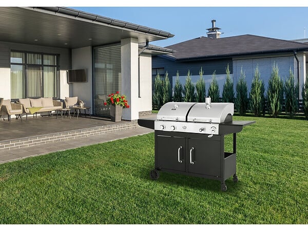 HABITAT ET JARDIN - Barbecue gaz et charbon 2 en 1 en métal "Western" - Noir - large