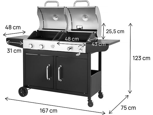 HABITAT ET JARDIN - Barbecue gaz et charbon 2 en 1 en métal "Western" - Noir - large