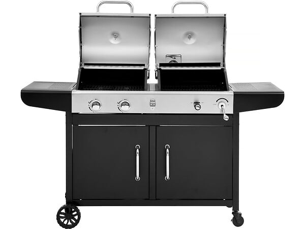HABITAT ET JARDIN - Barbecue gaz et charbon 2 en 1 en métal "Western" - Noir - large