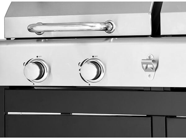 HABITAT ET JARDIN - Barbecue gaz et charbon 2 en 1 en métal "Western" - Noir - large