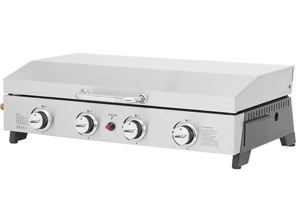 HABITAT ET JARDIN - Plancha à gaz en inox avec 4 bruleurs et couvercle "Fasto" - 10 kw - Gris - large