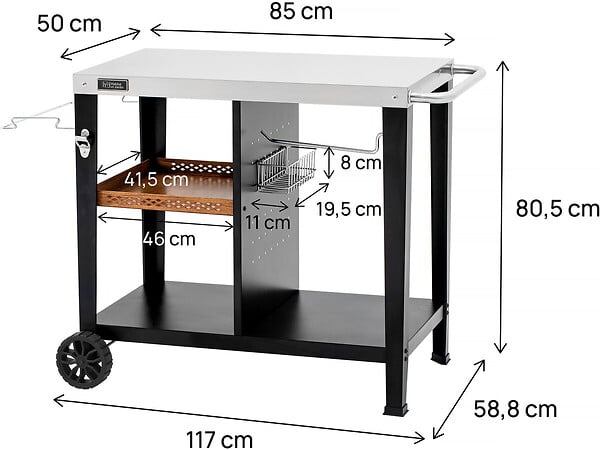 HABITAT ET JARDIN - Desserte de barbecue en métal "Gelia" - 117 x 59 x 80 cm - Noir - large