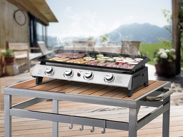HABITAT ET JARDIN - Plancha à gaz avec 4 brûleurs en métal "Jolly" - 10 Kw - Gris - large