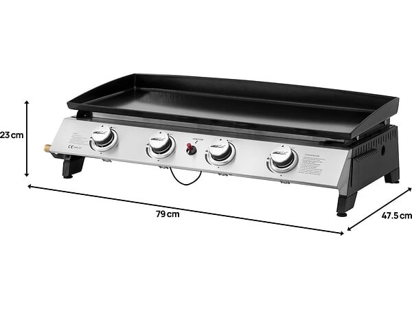 HABITAT ET JARDIN - Plancha à gaz avec 4 brûleurs en métal "Jolly" - 10 Kw - Gris - large