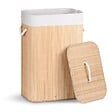 VOUNOT - Panier a linge en bambou rectangulaire avec couvercle 72L - vignette