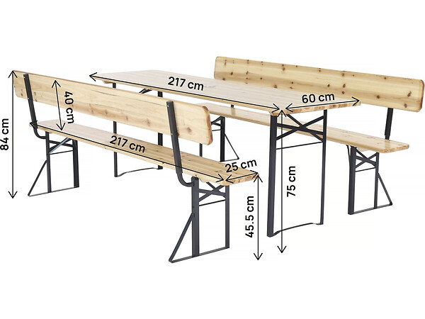 HABITAT ET JARDIN - Salon de jardin set brasserie en bois avec dossier "Lisbonne" - 220 cm - Marron - large