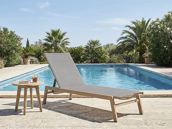 HABITAT ET JARDIN - Bain de soleil en aluminium imitation bois  "Elysia" - Gris clair - large
