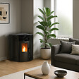 SANNOVER - Poêle à granulés d'angle étanche Iseos 12,2 kW Noir Sannover + Kit d'installation - vignette