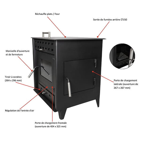 INTERSTOVES - POÊLE À BOIS HUGO 9 | BÛCHES 50CM - - large