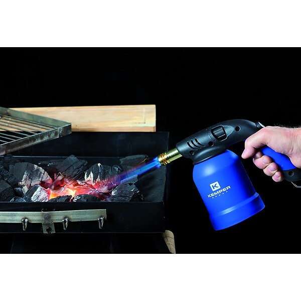 KEMPER - Lampe a souder Coque Acier Allumage piezo + 4 Cartouches de gaz 190gr STOP GAZ Perçables KEMPER - large