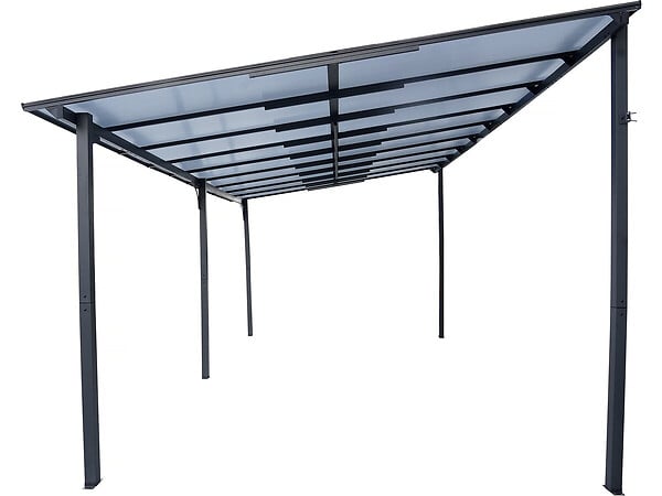 HABITAT ET JARDIN - Pergola tonnelle adossée "Marvin" - 5.5 x 3 m - 545 x 298 x 243 cm - Gris foncé - large