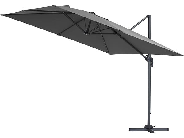 HABITAT ET JARDIN - Parasol jardin déporté Alu "Sun 3" - Carré - 3 x 3 m - Gris - Dalles incluses - large