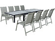HABITAT ET JARDIN - Table extensible et chaises de jardin en aluminium "Lagos" - 140/280 x 90 x 76 cm - 8 places - Gris clair - vignette