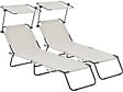 HABITAT ET JARDIN - Lot de 2 bain de soleil pliable "Lazy" - Avec pare soleil - Beige - vignette