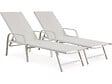 HABITAT ET JARDIN - Lot de 2 Bains de soleil en métal avec accoudoirs "Farniente" - Blanc - vignette