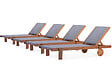 HABITAT ET JARDIN - Bain de soleil en bois exotique "Saïgon" - Maple - Gris - Lot de 4 - vignette