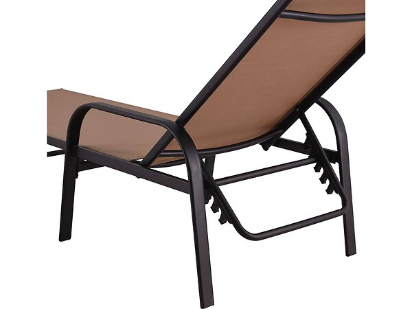 HABITAT ET JARDIN - Lot de 2 Bains de soleil en métal avec accoudoirs "Farniente" - Taupe - large