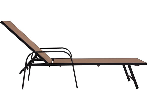 HABITAT ET JARDIN - Lot de 2 Bains de soleil en métal avec accoudoirs "Farniente" - Taupe - large