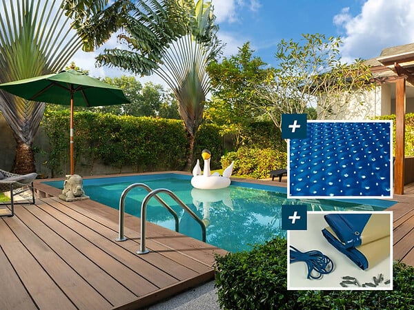 HABITAT ET JARDIN - Piscine bois rectangle " Panama 130 "- 6.20 x 4.10 x 1.30 m + Bâche à bulles 180 µ - Bâche hiver 280 g/m² + - large